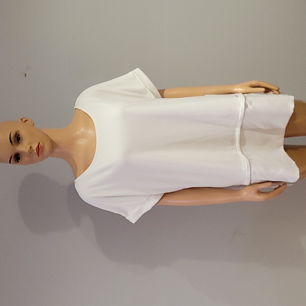 Calvin Klein Alabaster white cuff short sleeve oversized blouse size Large